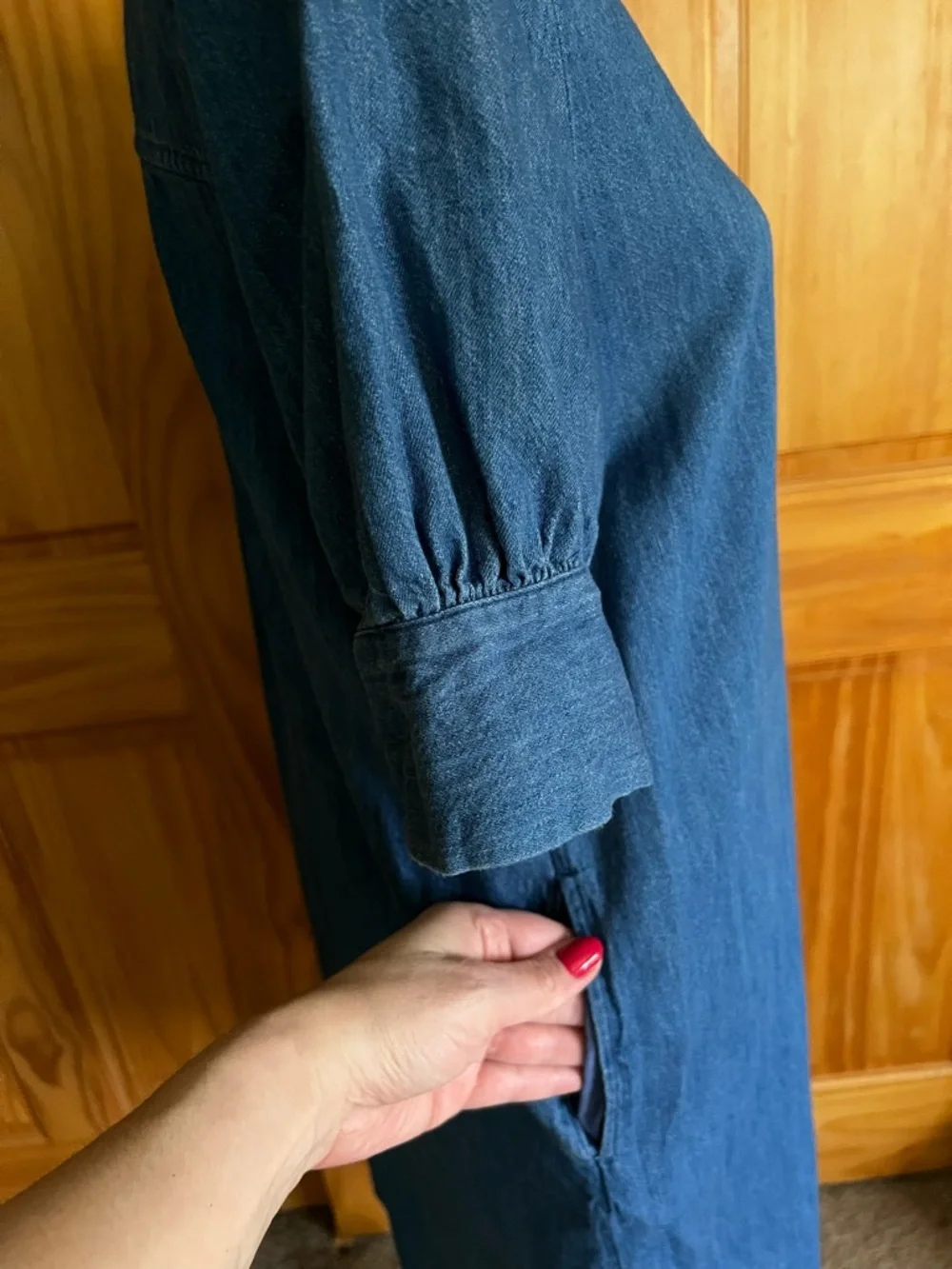 Old Navy Blue Denim Button-Front Midi Shirt Dress - Picture 2 of 5